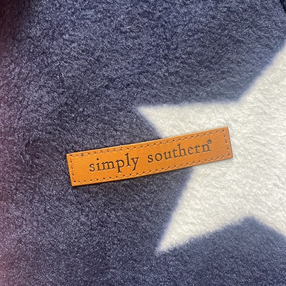 NWT Simply Southern Patriotic USA button down Jacket star print NAVY PINK TRIM - Picture 3 of 7